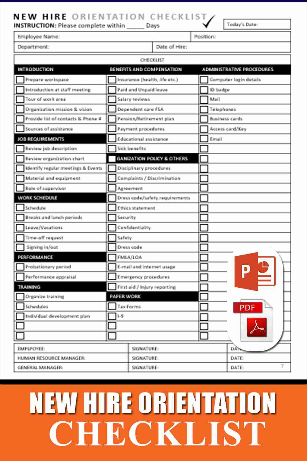 New Employee Orientation Checklist Template